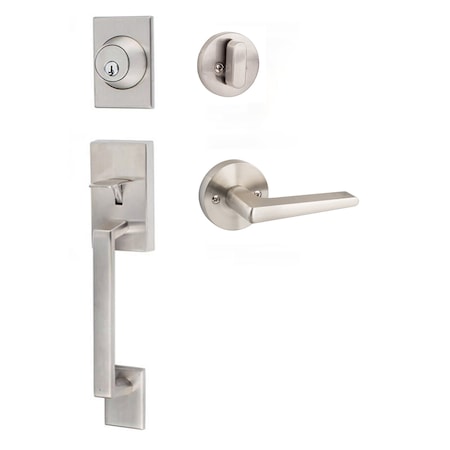 Sure-Loc Hardware Sure-Loc Hardware Koln Handleset with Round Thumb Turn, Basel Round Handleset Trim, Satin Nickel KN507-R-BS-RD 15